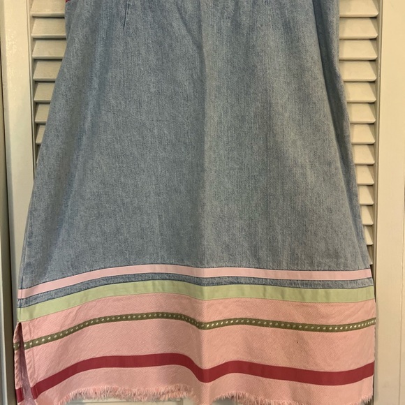Christopher & Banks Dresses & Skirts - Christopher & Banks Denim Skirt with Pink and Green Stripes